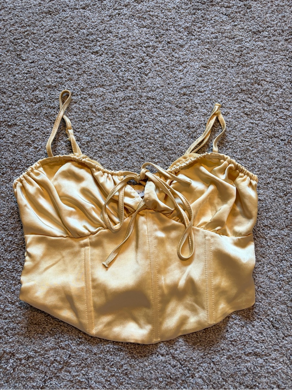 Pacsun LA Hearts Satin Tie-Front Crop Tank Top in Gold